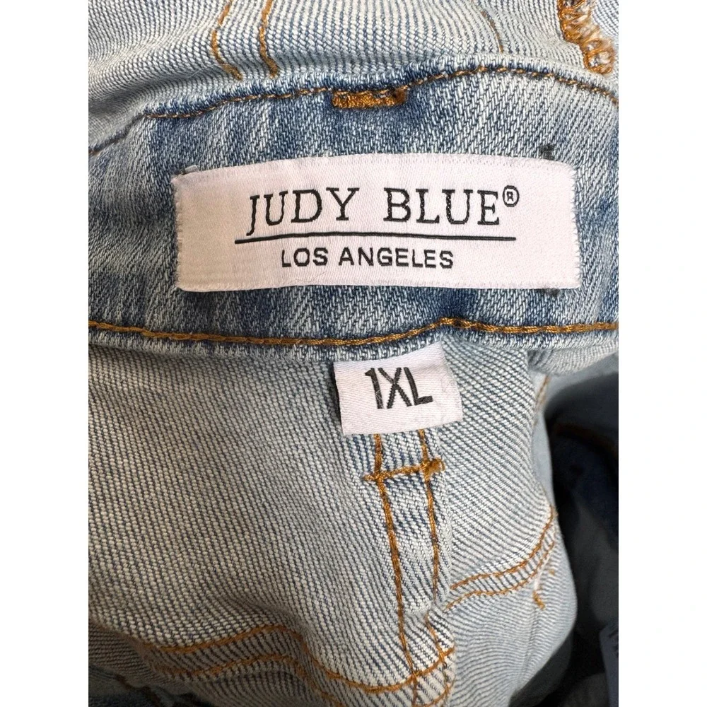 Judy Blue Women 1XL Distressed Denim Shortalls Overalls Light Wash Streetwear - Picture 5 of 8